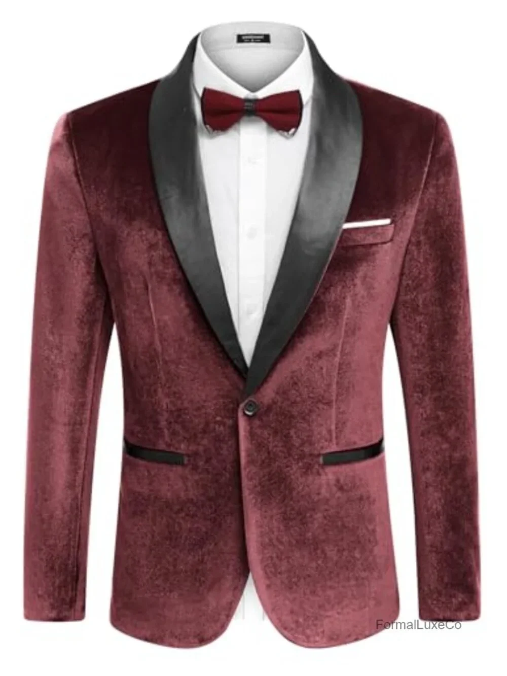 Men's Velvet Tuxedo Jacket One Button Slim Fit Shawl Collar Wedding Blazer